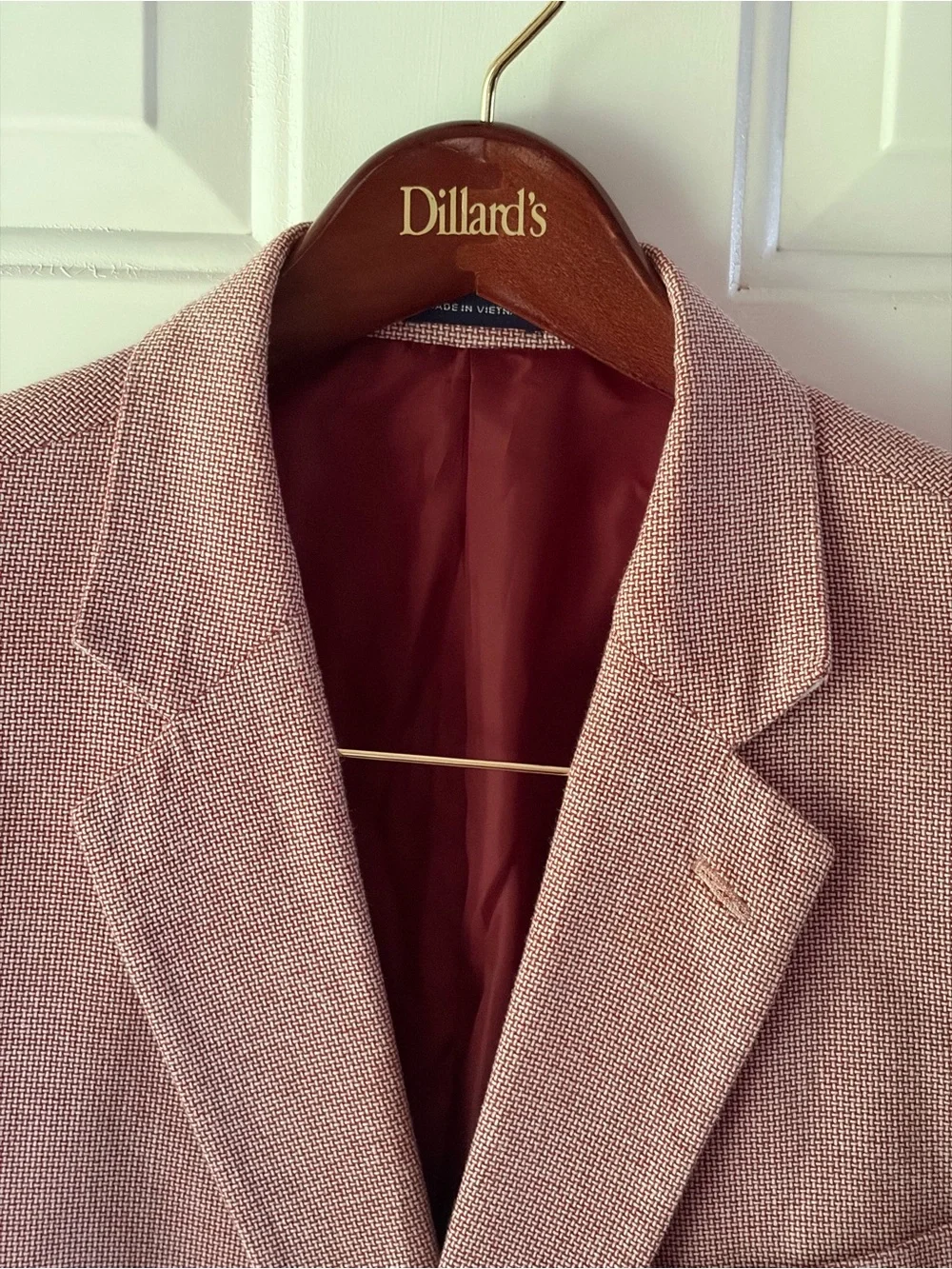 Stafford red white basket weave Single Breast Sport Coat blazer 48R 100% cotton